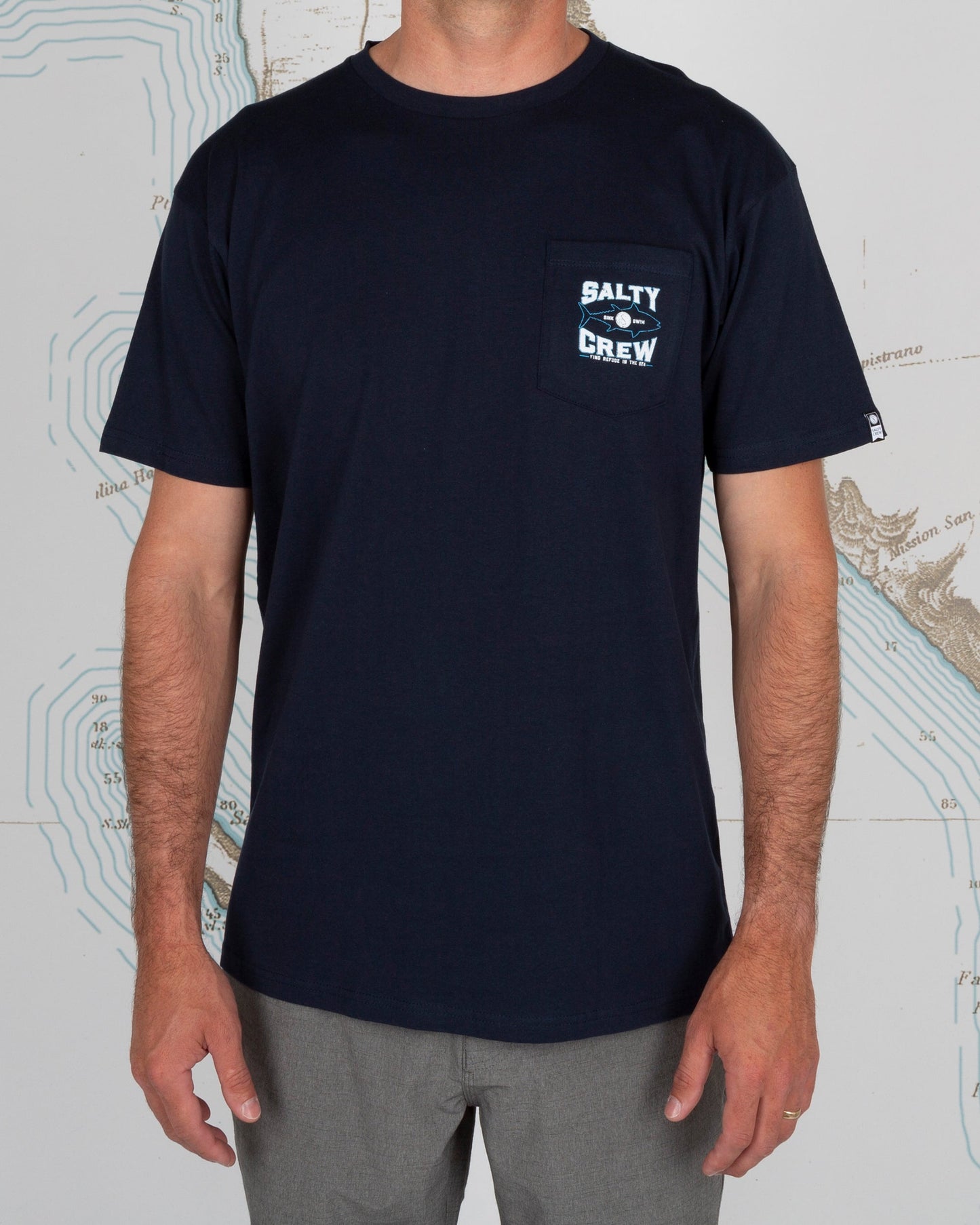 TIGHT LINES POCKET S/S TEE - Navy