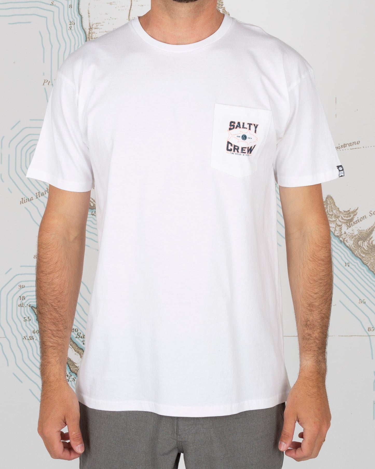 TIGHT LINES POCKET S/S TEE - White