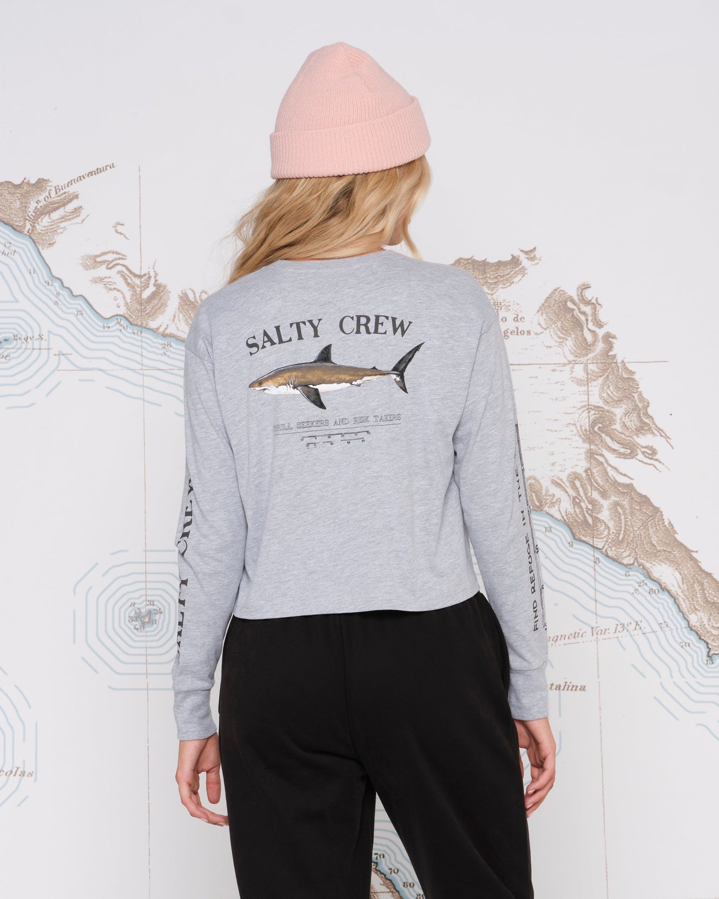 BRUCE LONG SLEEVE CROP - Athletic Heather