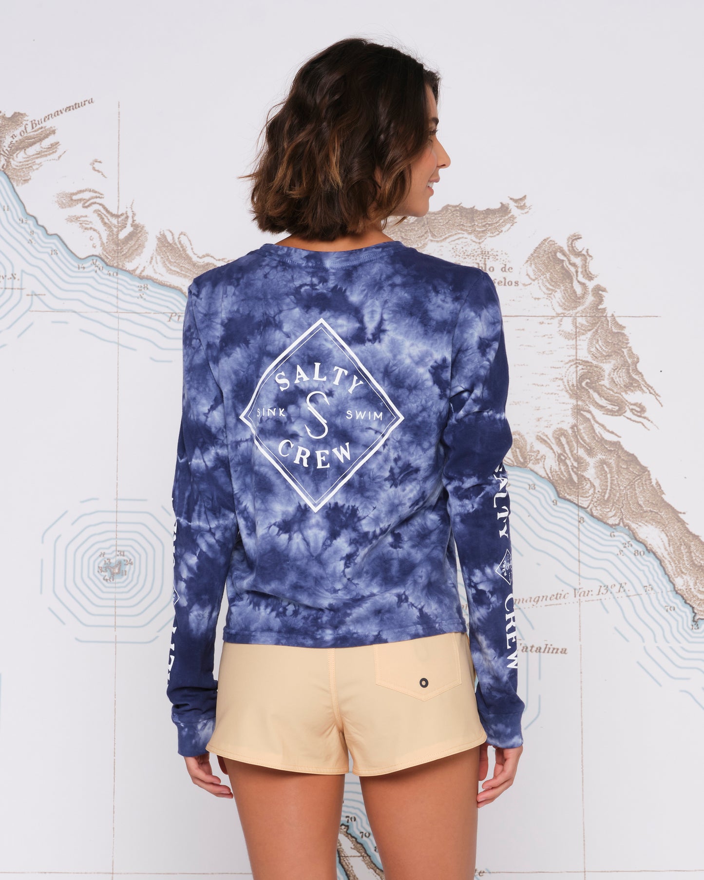 TIPPET LONG SLEEVE SKIMMER TEE - Navy Tie Dye