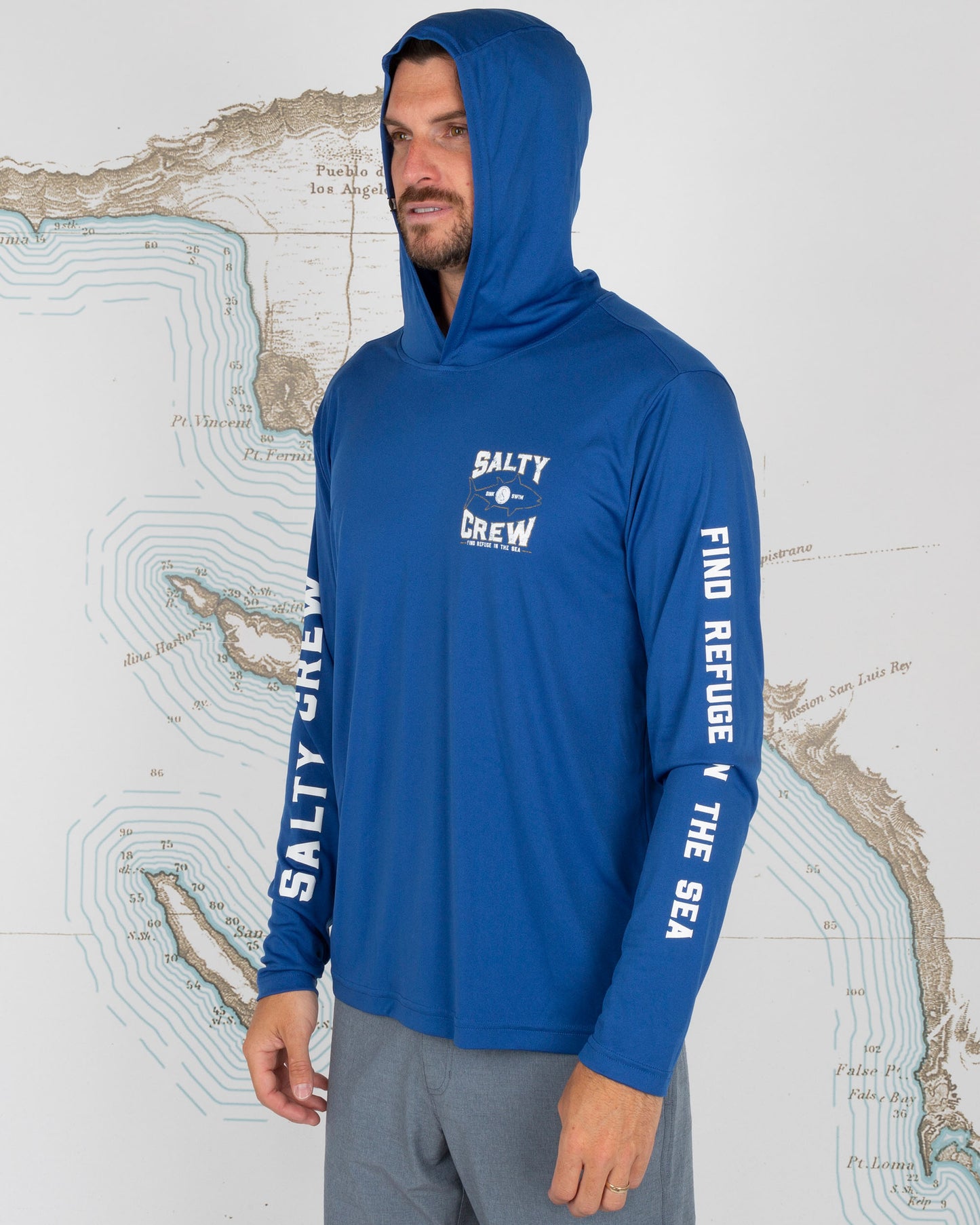 TIGHT LINES HOOD SUNSHIRT - Royal