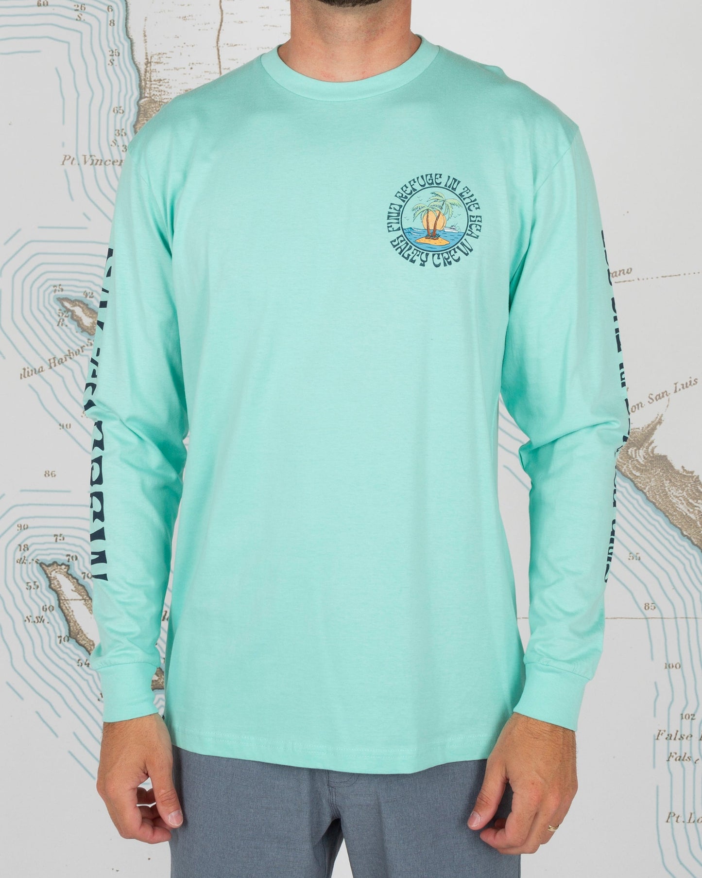 DOS PALMS PREMIUM L/S TEE - Sea Foam