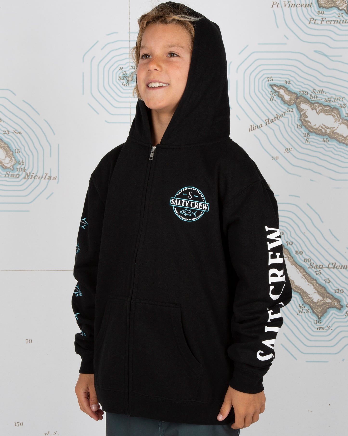 Deep Sea Boys Zip Fleece - BLACK