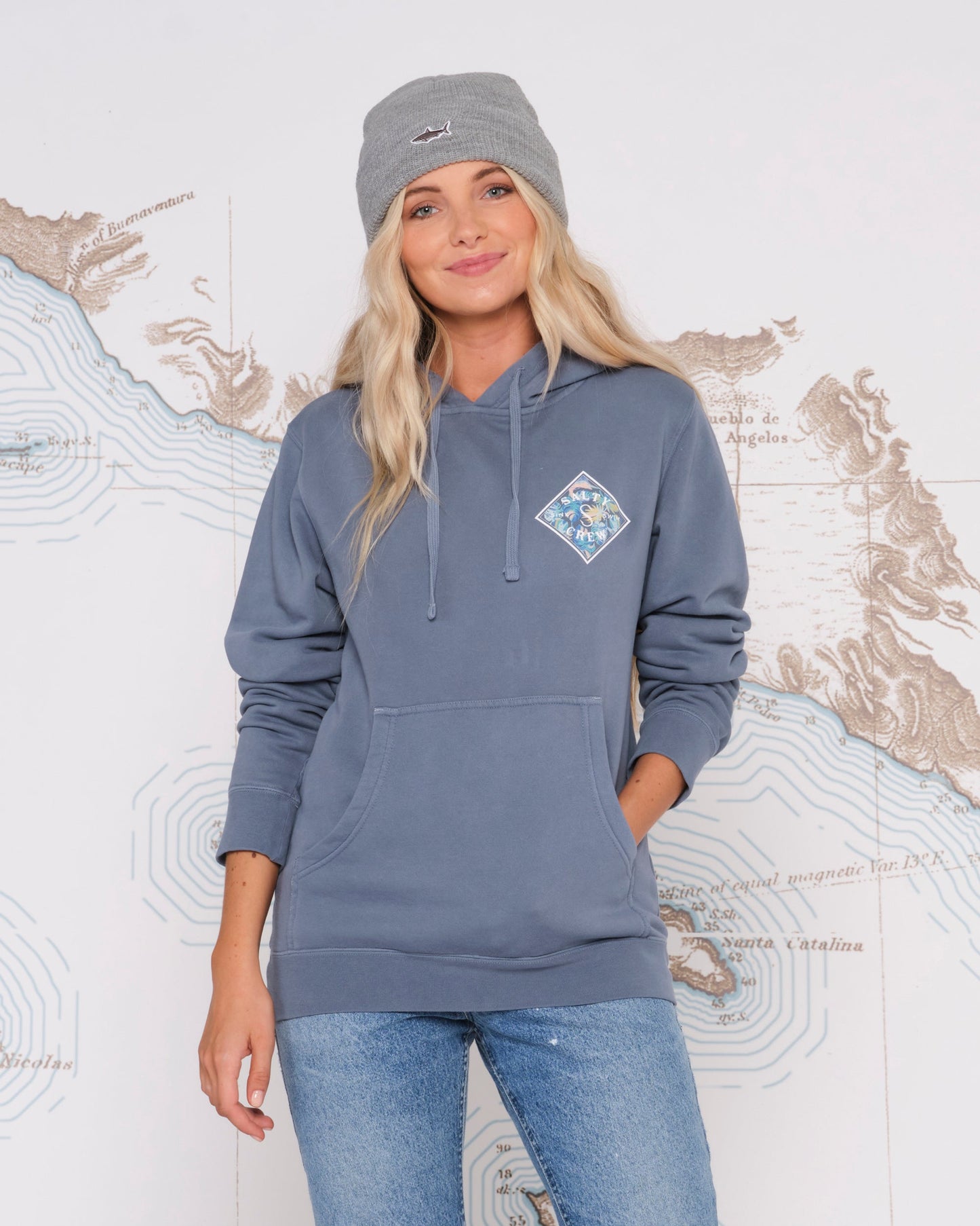 TIPPET BOYFRIEND HOODY - Harbor Blue