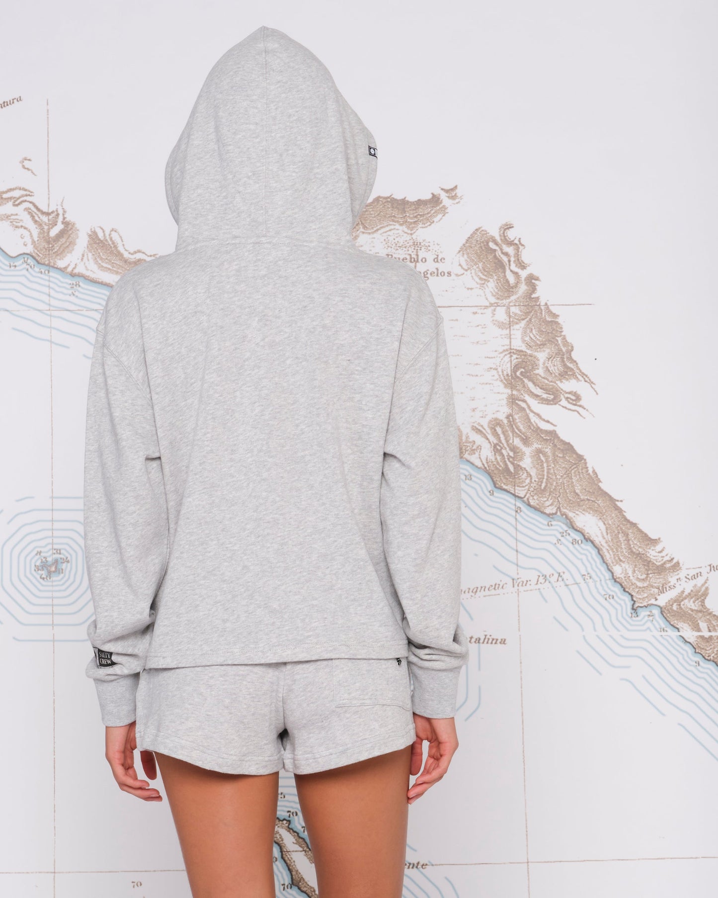 SAND SET CROP HOODY - Athletic Heather