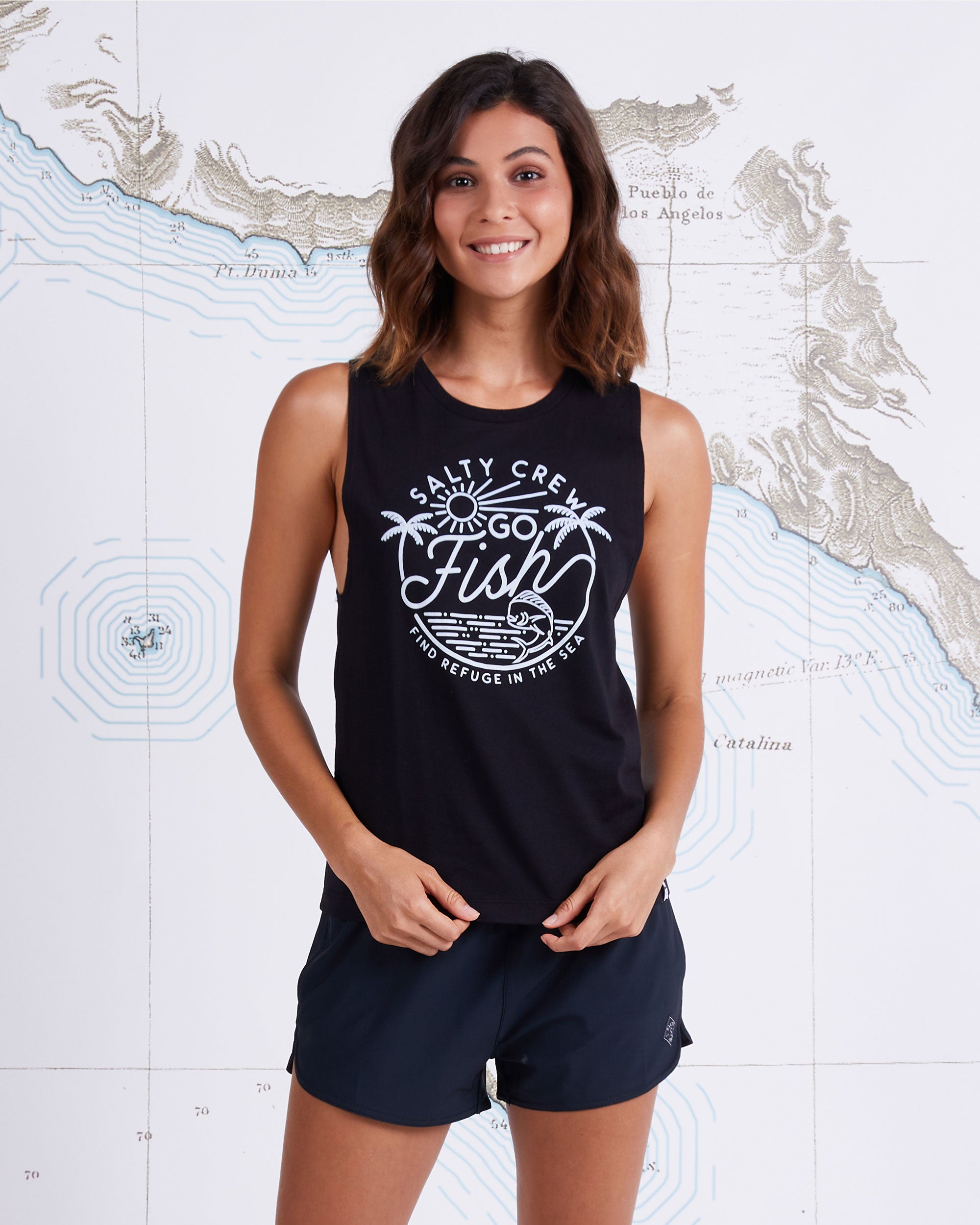 GO FISH MUSCLE TANK - Black | Salty Crew AU