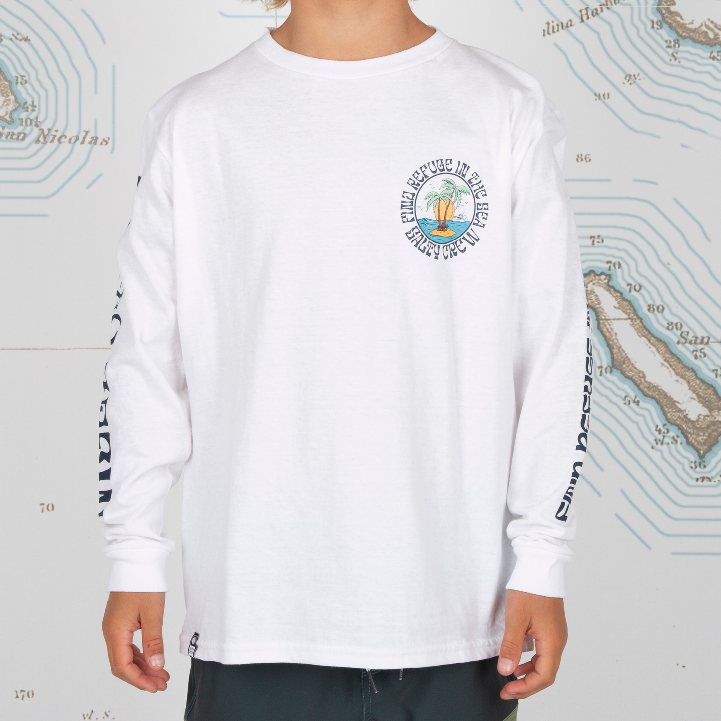 DOS PALMS BOYS L/S TEE - White