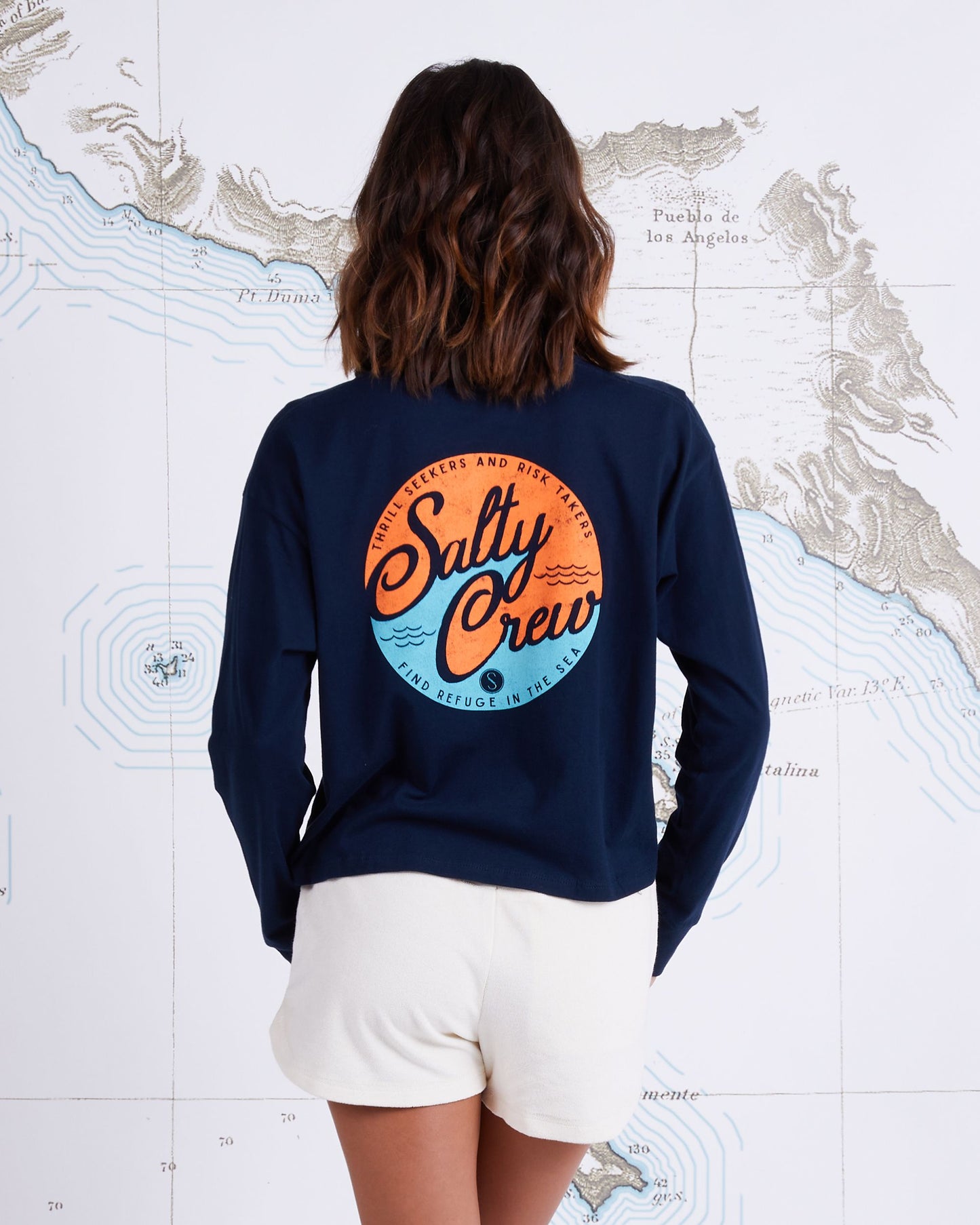 CLUB SALTY LS CROP - Navy